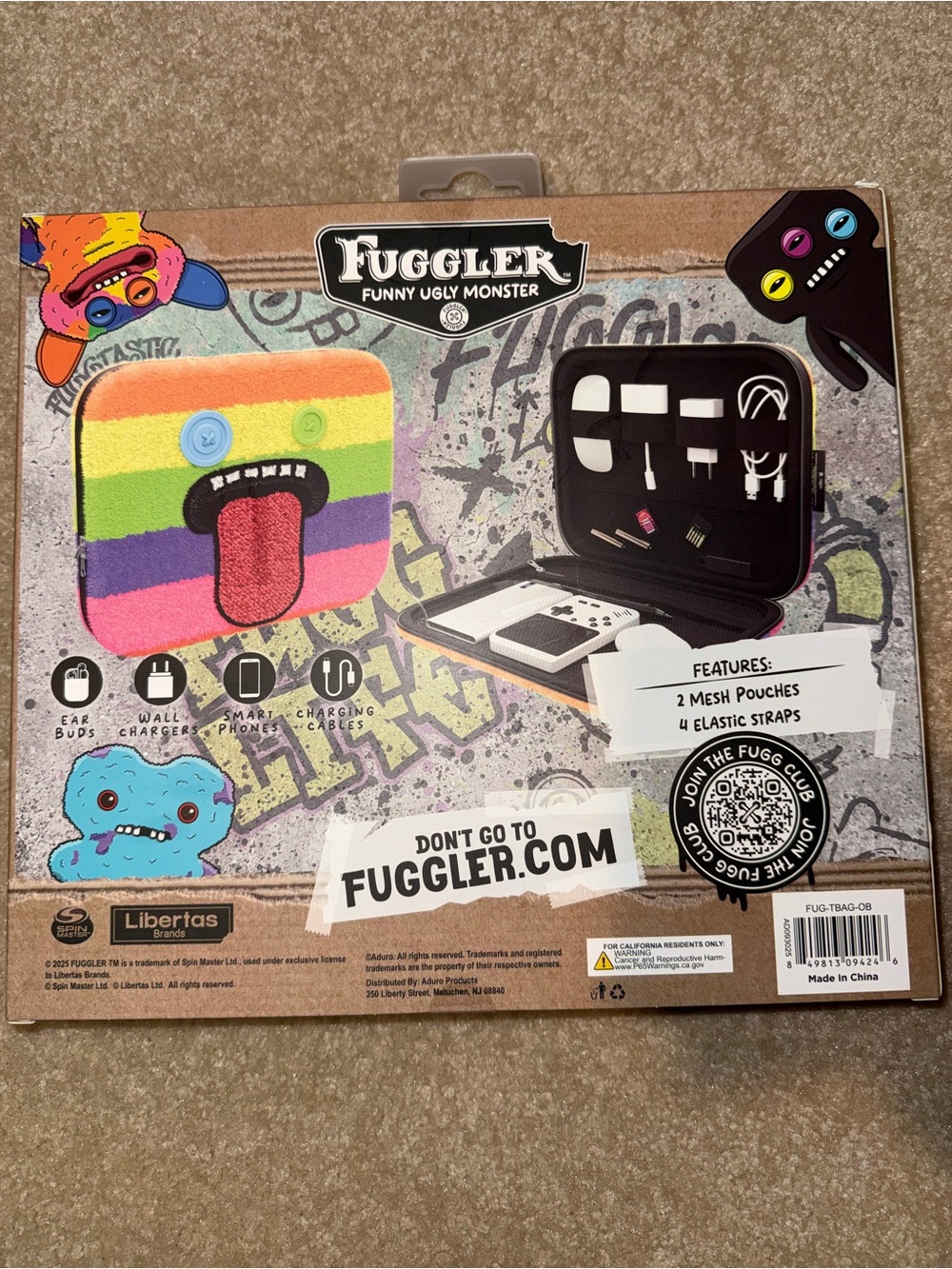 Fuggler Rainbow Oogah Boogah Tech Bag Organizer - Plush Stripe - Picture 2 of 2